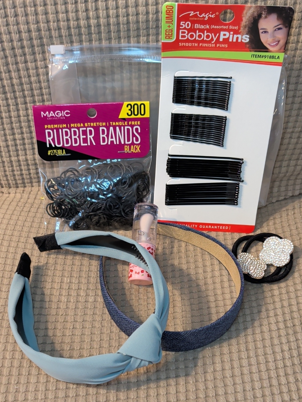 Mixed Hair Accessory Set with Black Hair Ties New